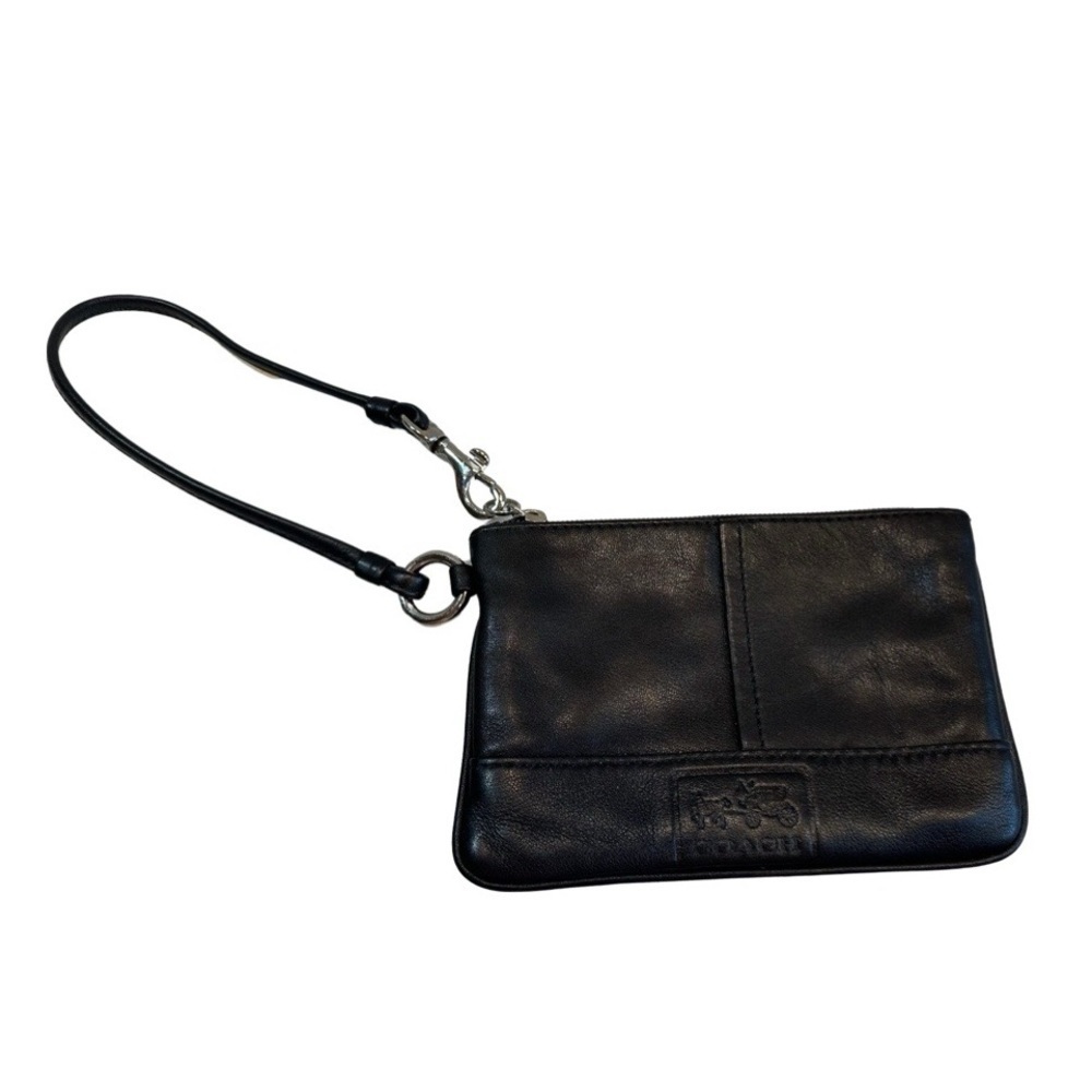 Coach Black Leather Wallet‎ Wristlet Bag